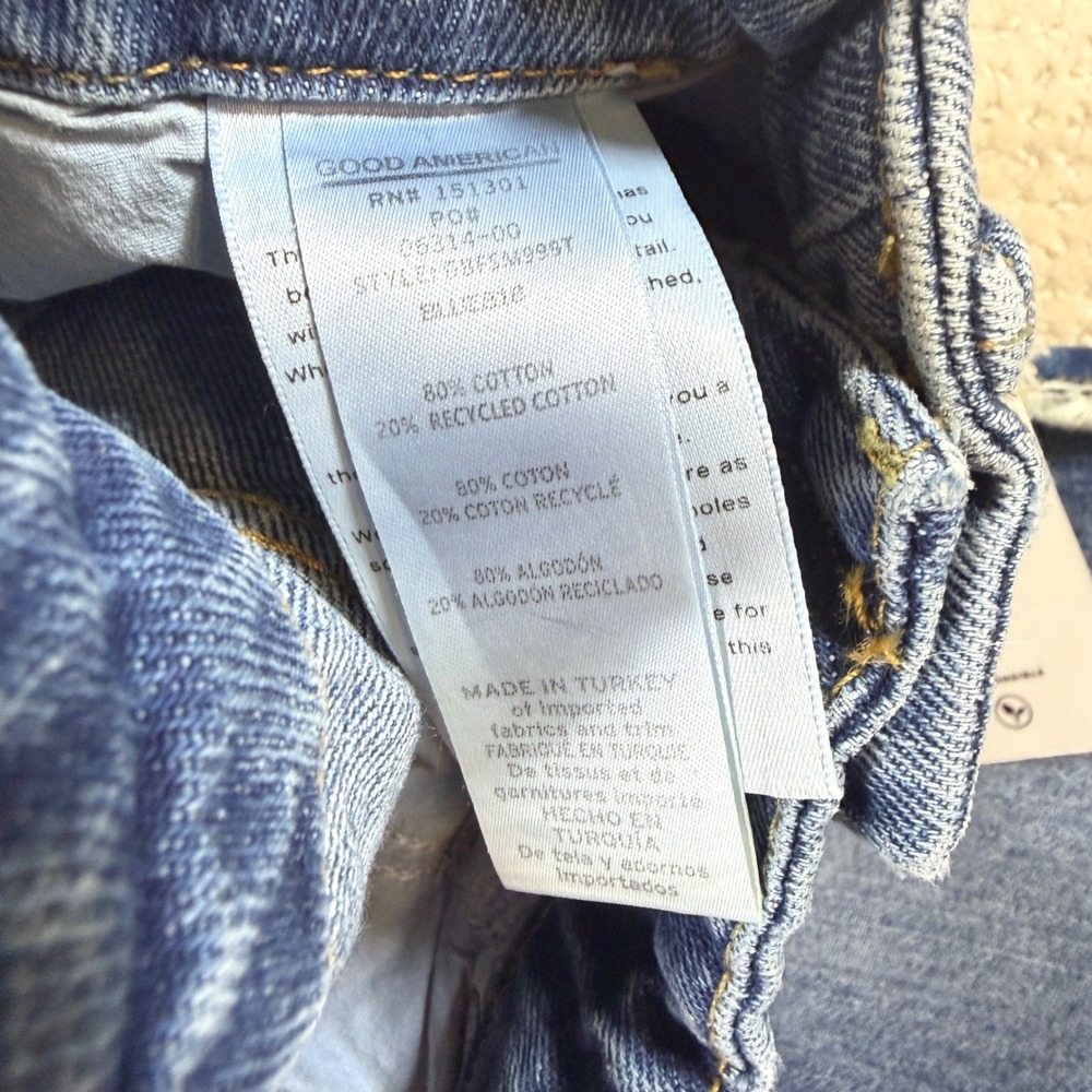 Good American Good Boy Jeans NWT Womens 4 Side Fray High Rise Straight Leg Curvy - Picture 8 of 10